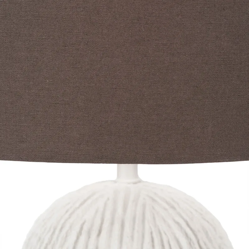 Ananya White Paper Mache and metal Textured Dome Table Lamp