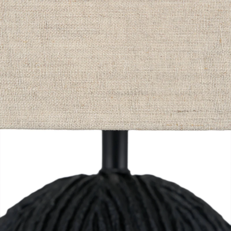 Ananya Black Paper Mache and Metal Textured Dome Table Lamp