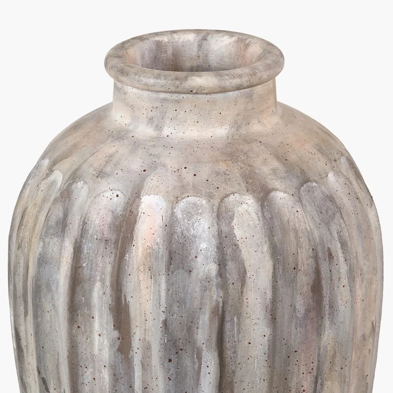 Ambrosia Natural Grooved Stoneware Vase