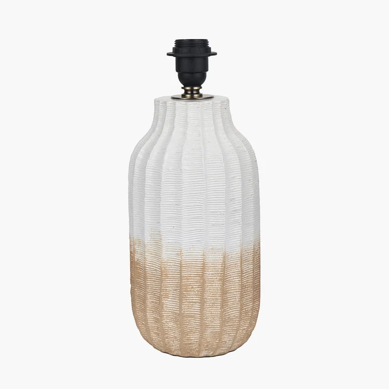 Amalia Natural Ombre Textured Stoneware Tall Table Lamp Base with Adelaide 35cm Ivory Tapered Cotton Mix Lampshade