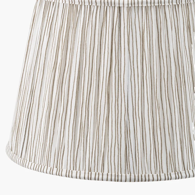 Captiva Grey Wash Mango Wood Table Lamp Base with Thiago 35cm Natural Stripe Mushroom Pleat Tapered Lampshade