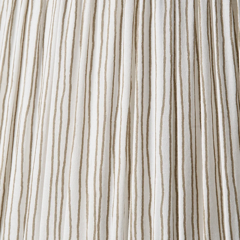 Captiva Grey Wash Mango Wood Table Lamp Base with Thiago 35cm Natural Stripe Mushroom Pleat Tapered Lampshade
