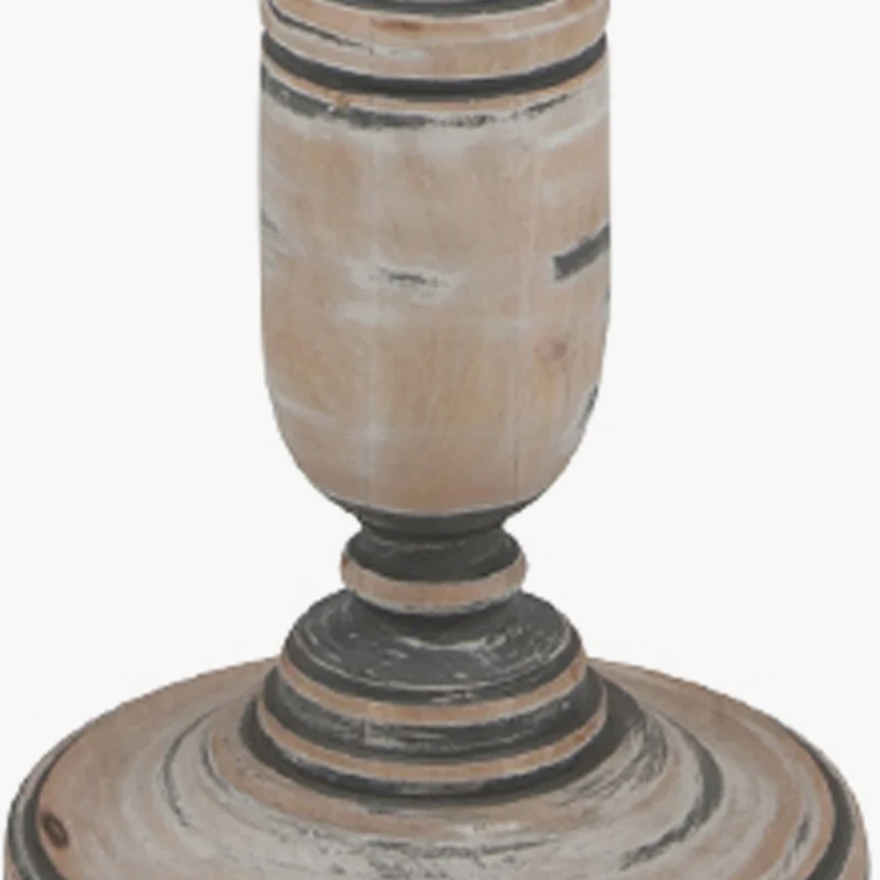 Captiva Grey Wash Mango Wood Floor Lamp Base with Thiago 45cm Ocean Blue Stripe Mushroom Pleat Tapered Lampshade