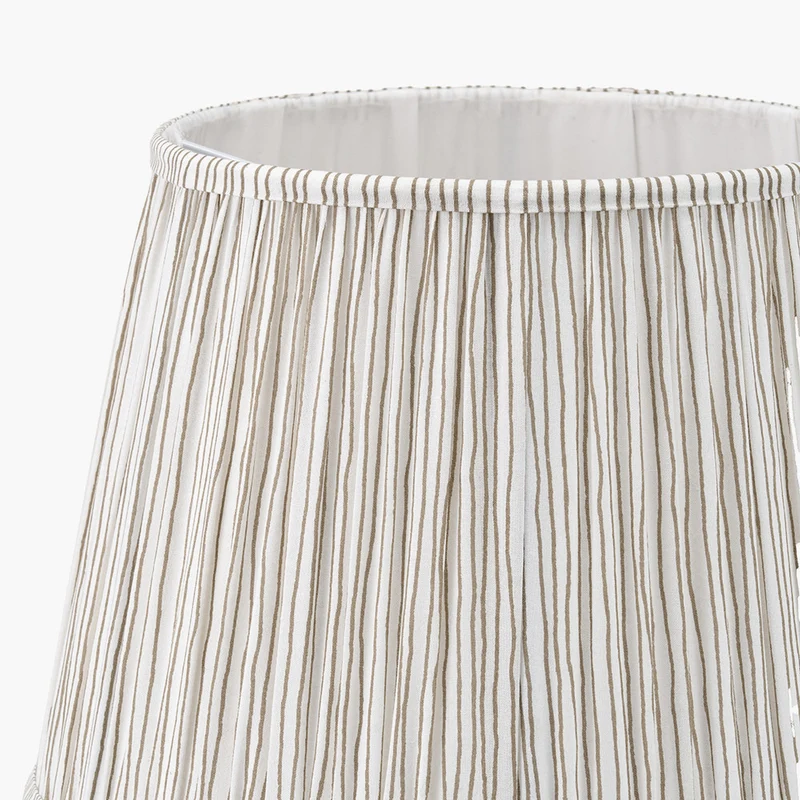 Captiva Grey Wash Mango Wood Floor Lamp Base with Thiago 45cm Natural Stripe Mushroom Pleat Tapered Lampshade
