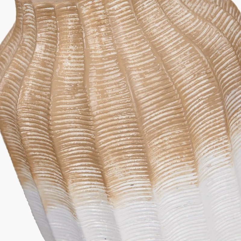 Amalia Natural Ombre Textured Stoneware Table Lamp Base with Henry 30cm White Handloom Cylinder Lampshade