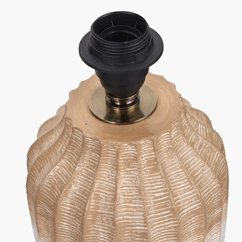 Amalia Natural Ombre Textured Stoneware Table Lamp Base with Adelaide 30cm Ivory Tapered Cotton Mix Lampshade