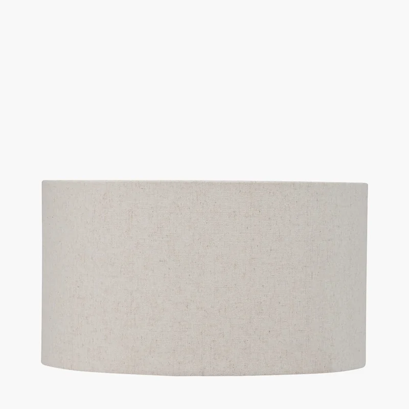 Alnico Black and Brass Metal Textured Table Lamp Base with Quinn 35cm Slubby Hopsack Cylinder Shade
