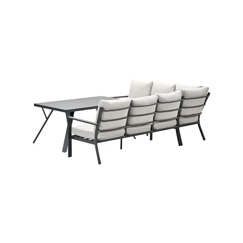 Sergio lounge diningset - 3-delig - links - carbon black - desert sand