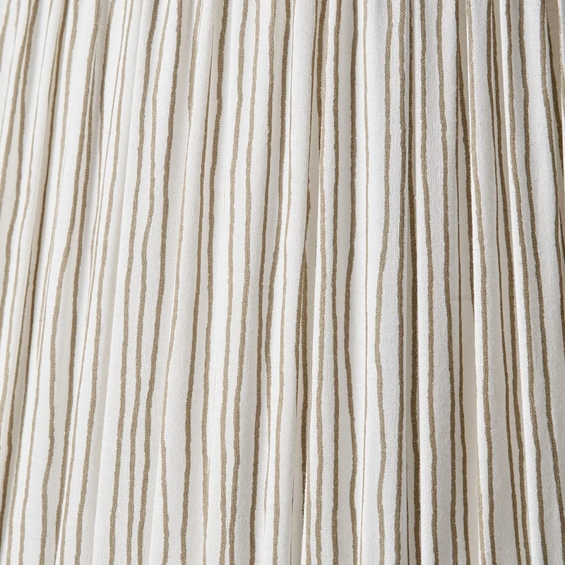 Alia Grey Wash Turned Mango Wood Table Lamp Base with Thiago 45cm Natural Stripe Mushroom Pleat Tapered Lampshade