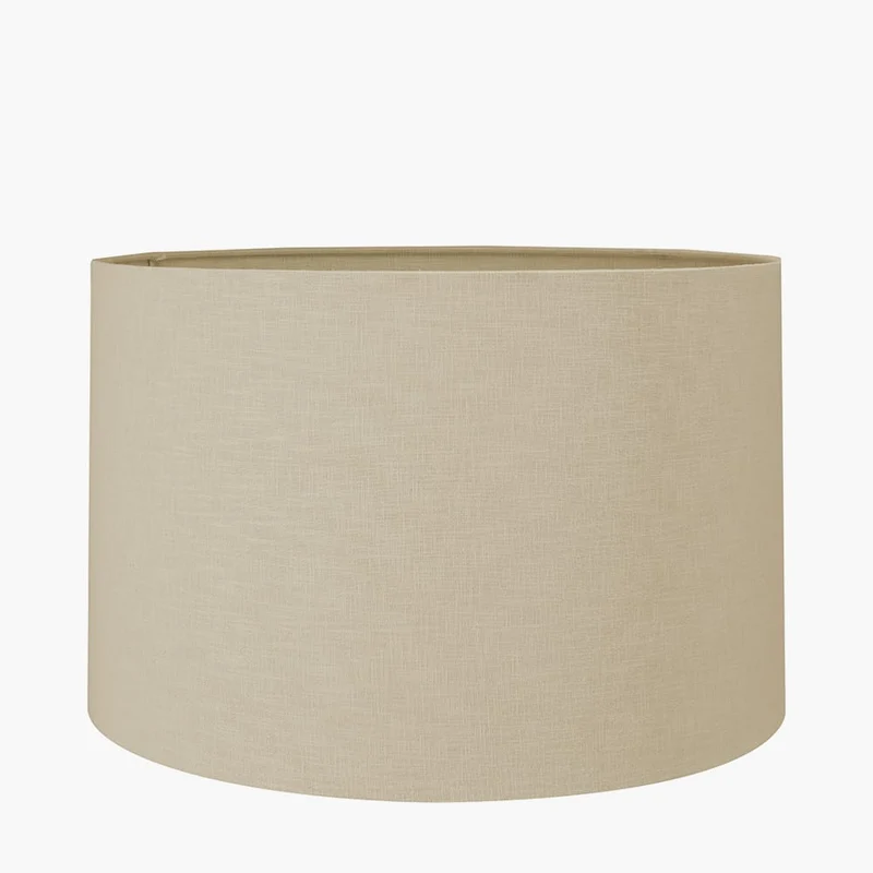 Alia Grey Wash Turned Mango Wood Table Lamp Base with Lino 40cm Cream Self Lined Linen Cylinder Lampshade