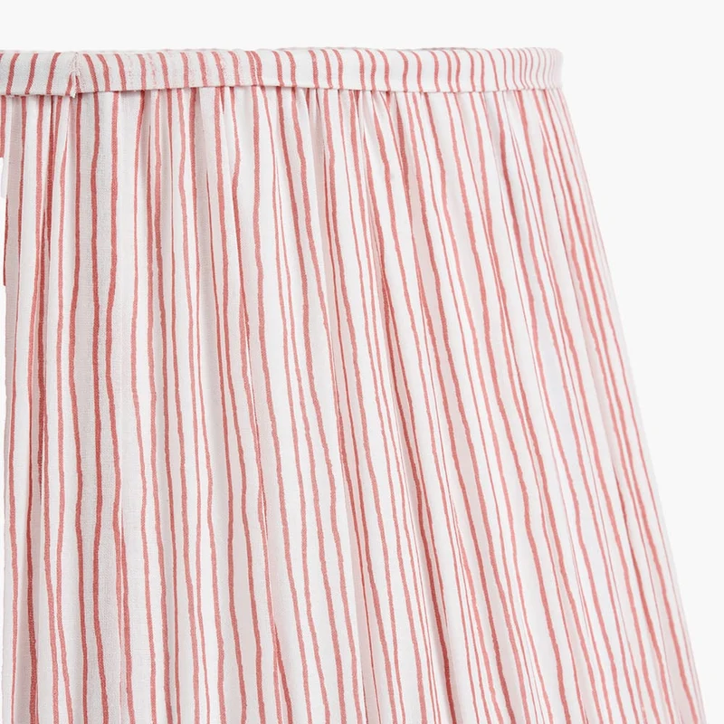 Alia Grey Wash Turned Mango Wood Floor Lamp Base with Thiago 45cm Cinnamon Stripe Mushroom Pleat Tapered Lampshade