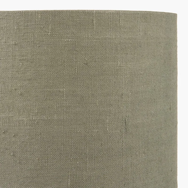 Alia Grey Wash Turned Mango Wood Floor Lamp Base with Edward 45cm Pistachio Green Linen Cylinder Lampshade