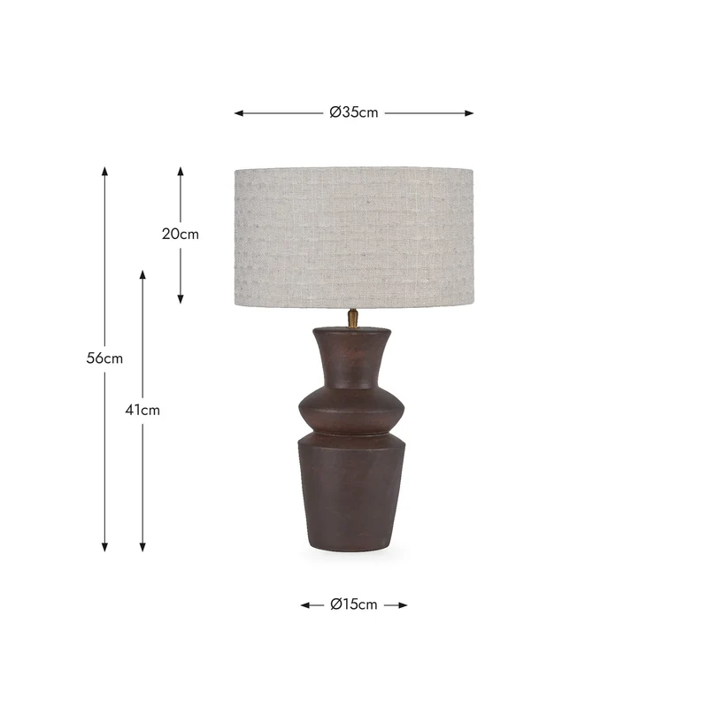 Aditi Dark Brown Curved Terracotta Table Lamp