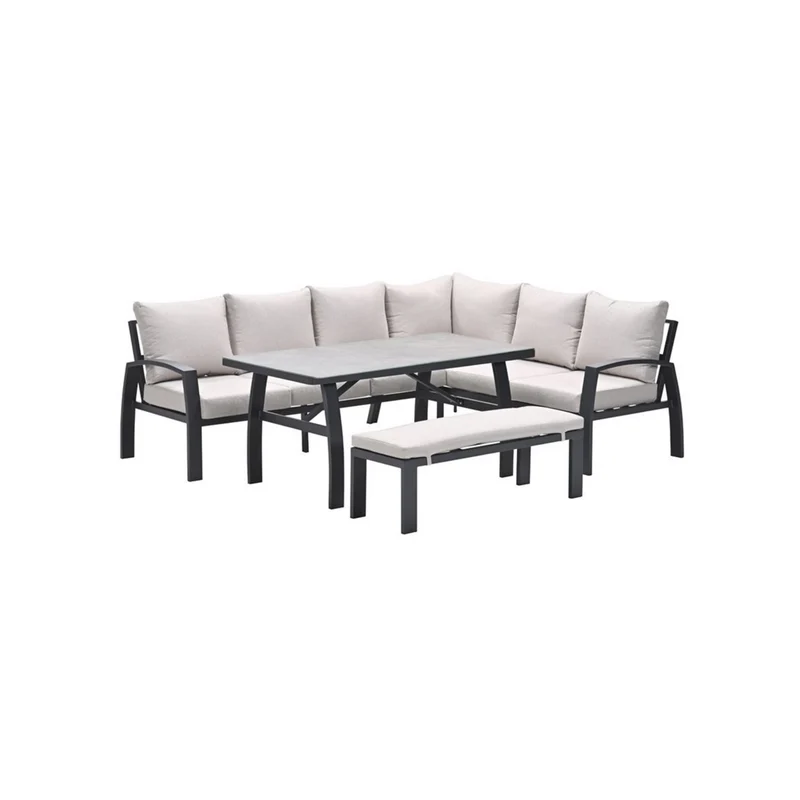 Garden Impressions Vasano lounge dining hoekset - 4-delig - carbon black - desert sand - slate grey keramisch glas