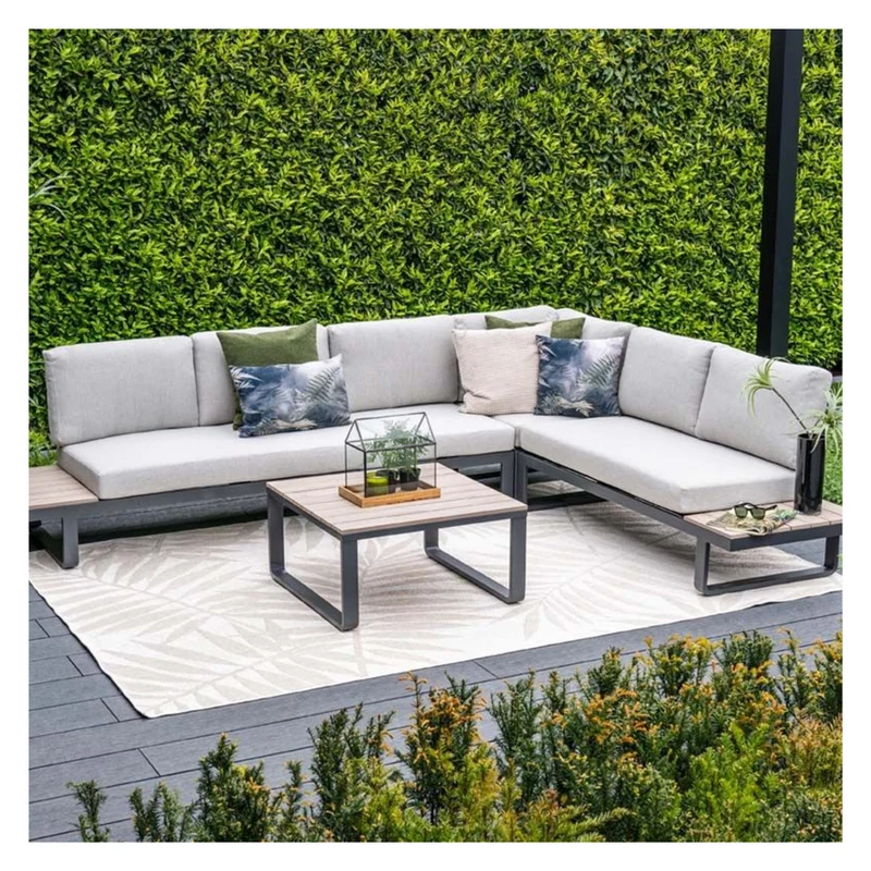 Garden Impressions Masone hoek loungeset - 4-delig - c. black valley sand - light teak VW