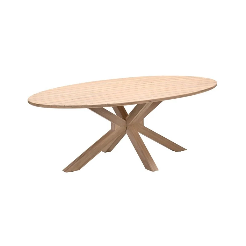Urania houten tuintafel ovaal - 220x115 cm - acaciahout met white wash