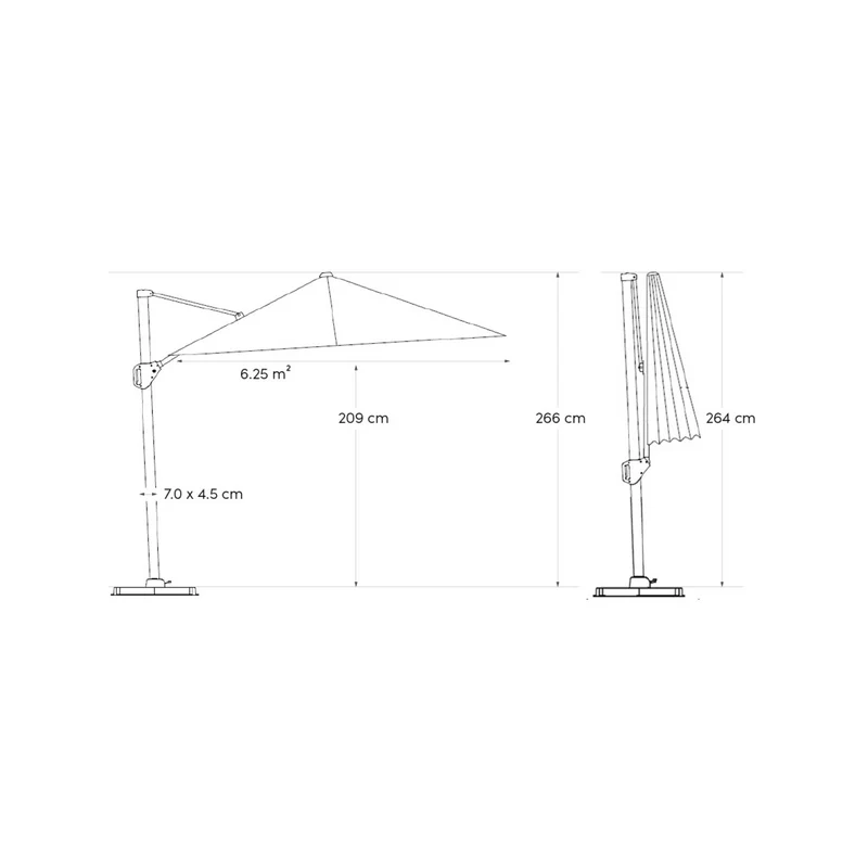 Platinum Sun & Shade zweefparasol Voyager T¹ 250x250 taupe