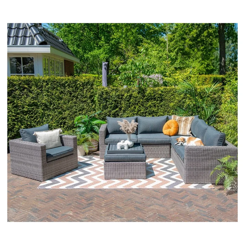 Orangebird lounge tuinstoel wicker- organic grey - reflex black