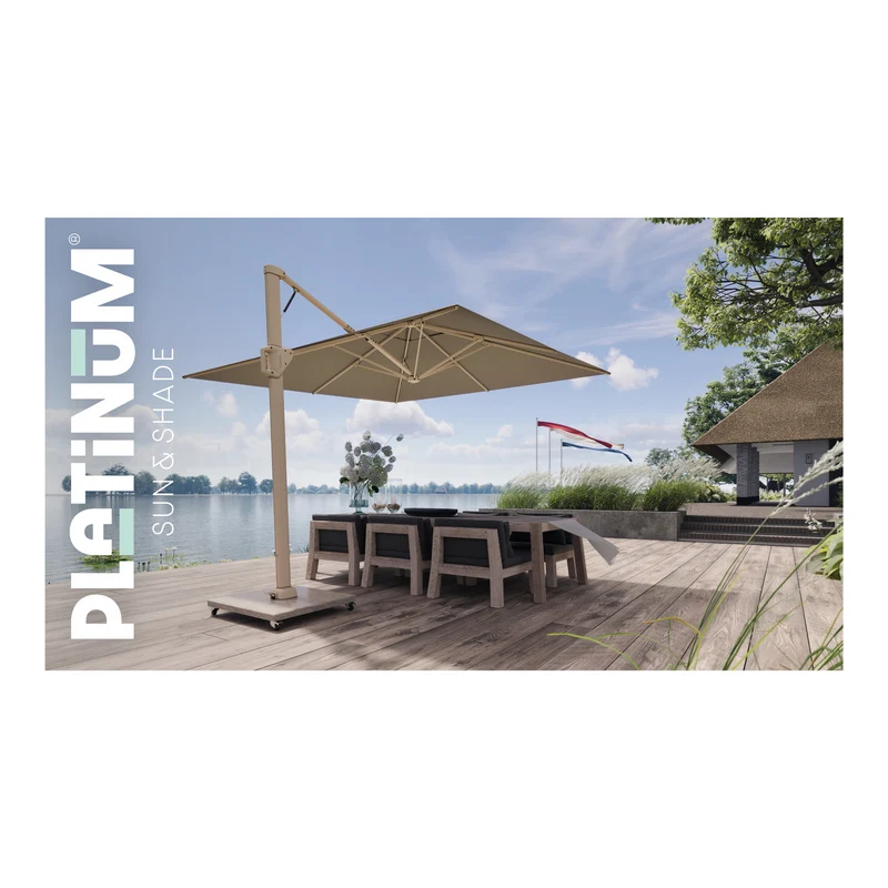 Platinum Sun & Shade zweefparasol Beaufort premium 320x320 Champagne