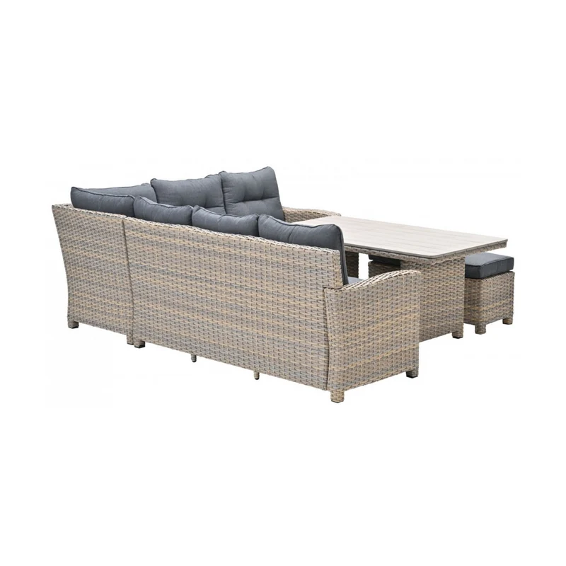 Bahama lounge-diningset - 5-delig - rechts - vintage willow - wicker - light teak Vironwood