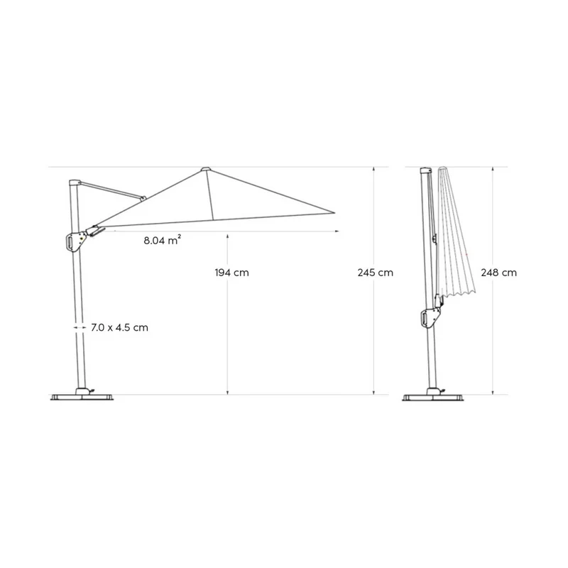 Platinum Sun & Shade zweefparasol Voyager T¹ 250x250 antraciet.