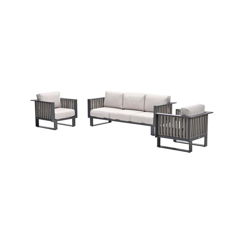 Bologna stoel-bank loungeset - 3-delig - carbon black - taupe - desert sand