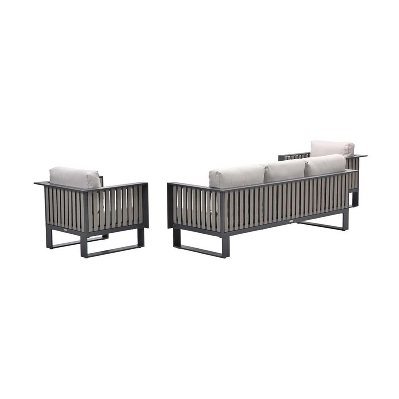 Bologna stoel-bank loungeset - 3-delig - carbon black - taupe - desert sand