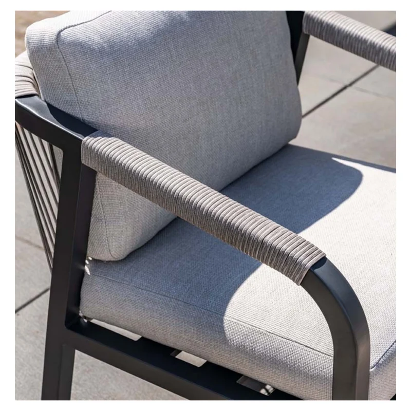 Monti stoel-bank loungeset aluminium/rope 4-delig - carbon black - rope taupe