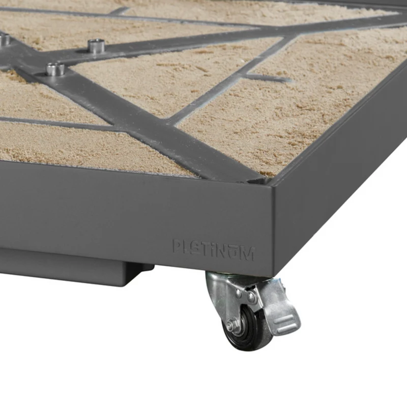 Platinum Sun & Shade Ceramica Anthracite 90 kg vulbare premium parasolvoet met zwenkwielen voor zweefparasols.