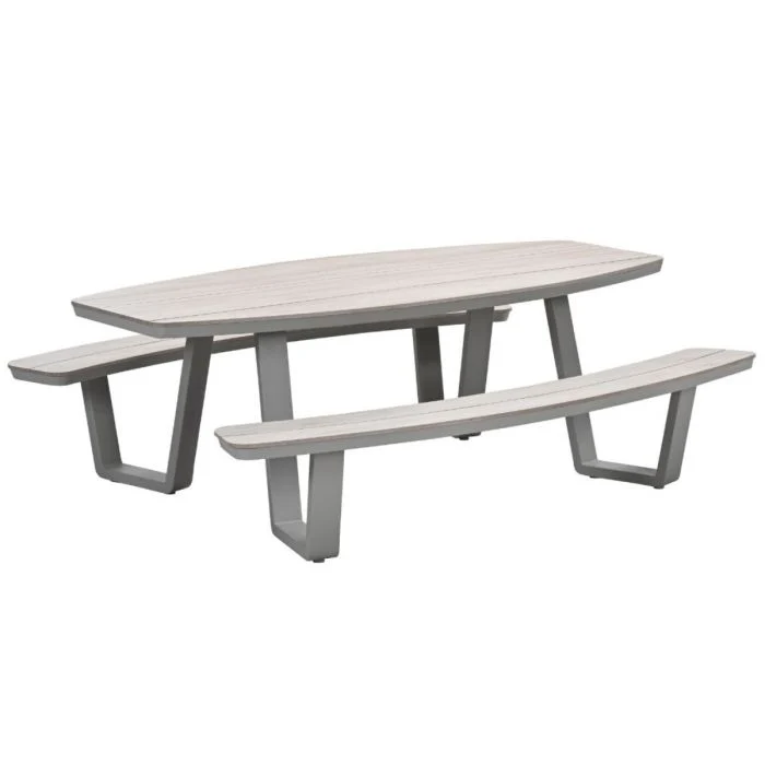 Garden Impressions Bell picknick set ovaal 220x193xH75 cm taupe light teak look Vironwood