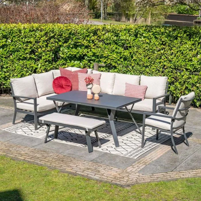 Garden Impressions Sergio lounge-diningset 3-delig links carbon black desert sand