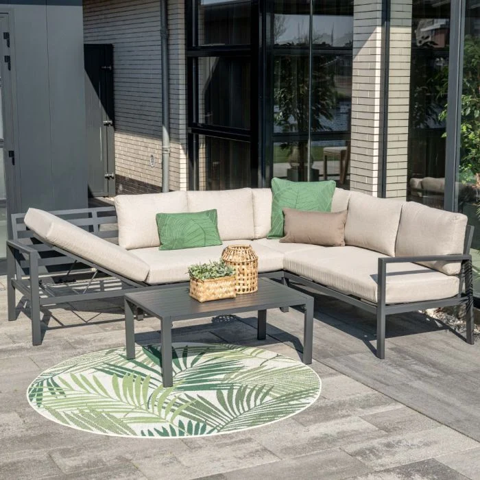 Garden Impressions Lexington loungeset 4-delig rechts carbon black desert sand
