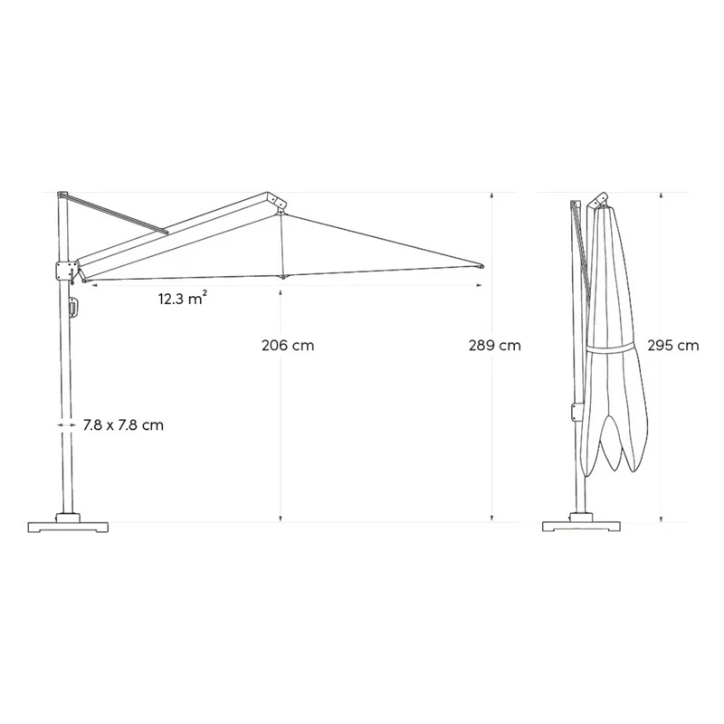 Platinum Sun & Shade zweefparasol Icon Premium 400x300 Manhattan.