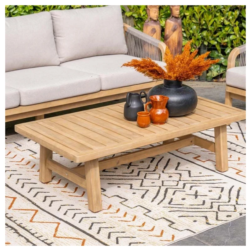 Santos stoel-bank loungeset - 4-delig - acaciahout met white wash - rope taupe - grey sand