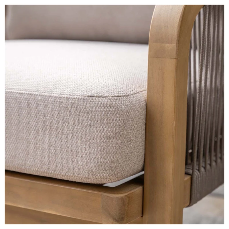 Santos stoel-bank loungeset - 4-delig - acaciahout met white wash - rope taupe - grey sand
