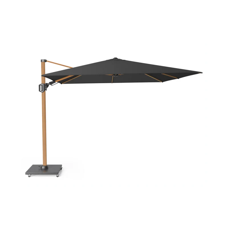 Platinum Sun & Shade zweefparasol Challenger T² Teak look frame, 300x300 Faded black.