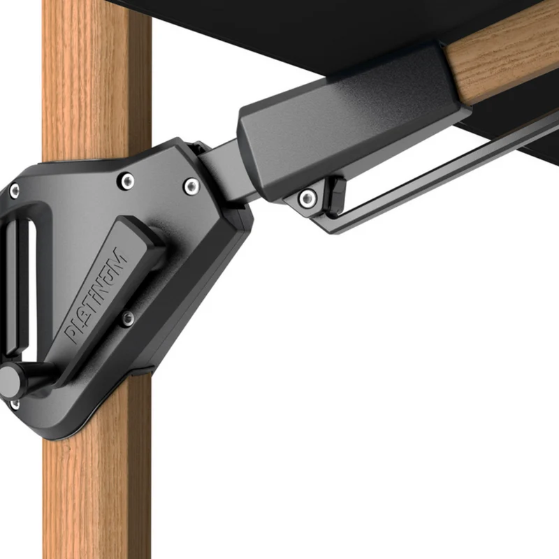 Platinum Sun & Shade zweefparasol Challenger T² Teak look frame, 300x300 Faded black.