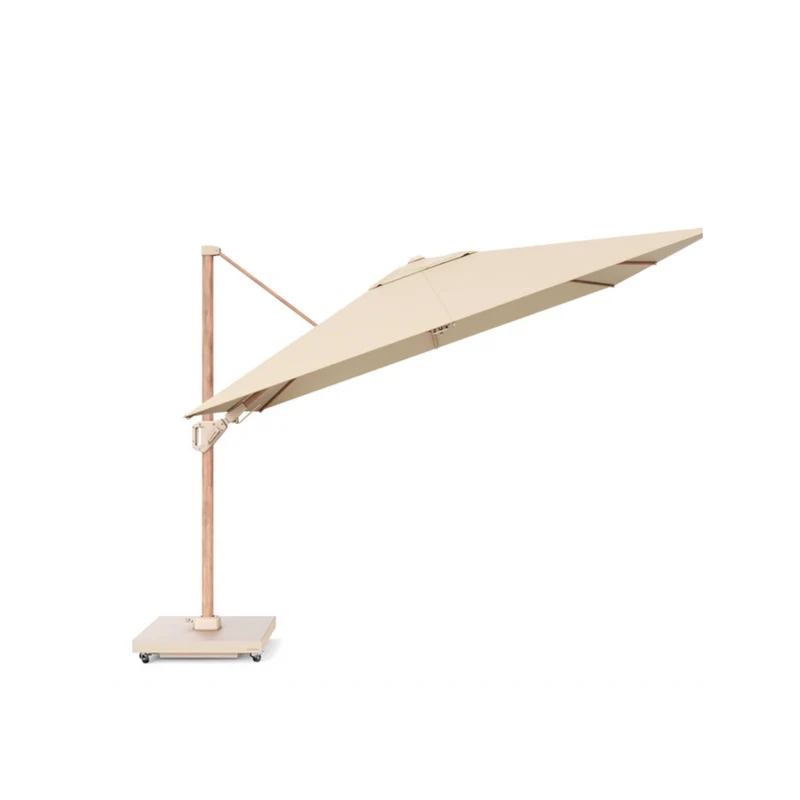 Platinum Sun & Shade zweefparasol Challenger T² Teak look frame, 300x300 Champagne.