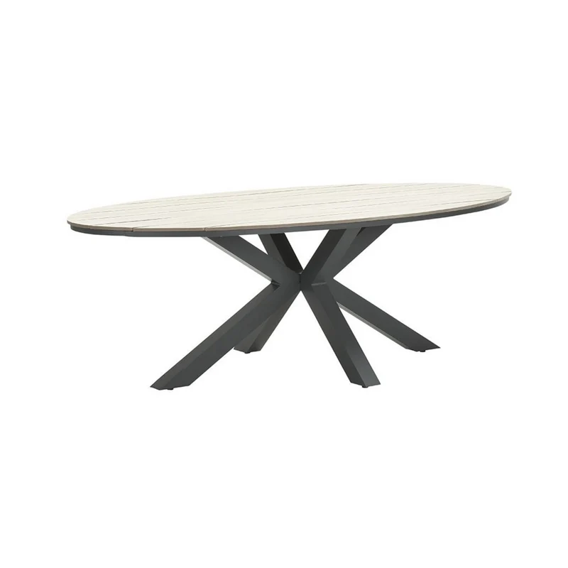 Edison tuintafel - ovaal - 280x140 cm - carbon black - light teak Vironwood