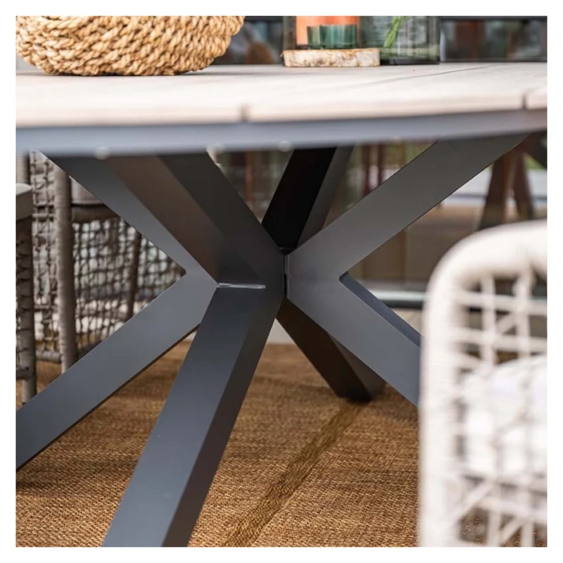 Edison tuintafel - ovaal - 280x140 cm - carbon black - light teak Vironwood