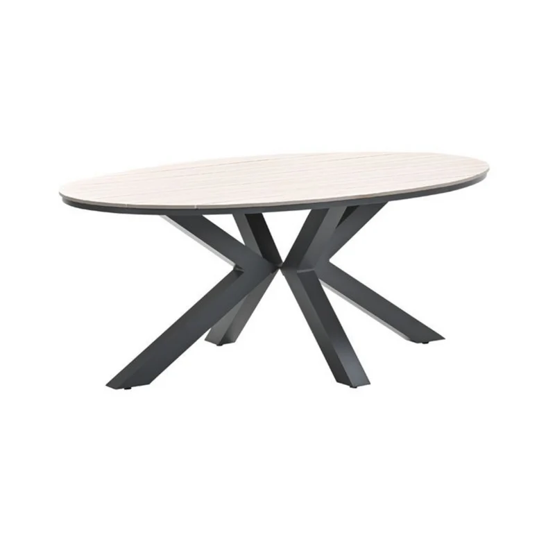 Edison tuintafel - ovaal - 180x115 cm - carbon black - light teak Vironwood