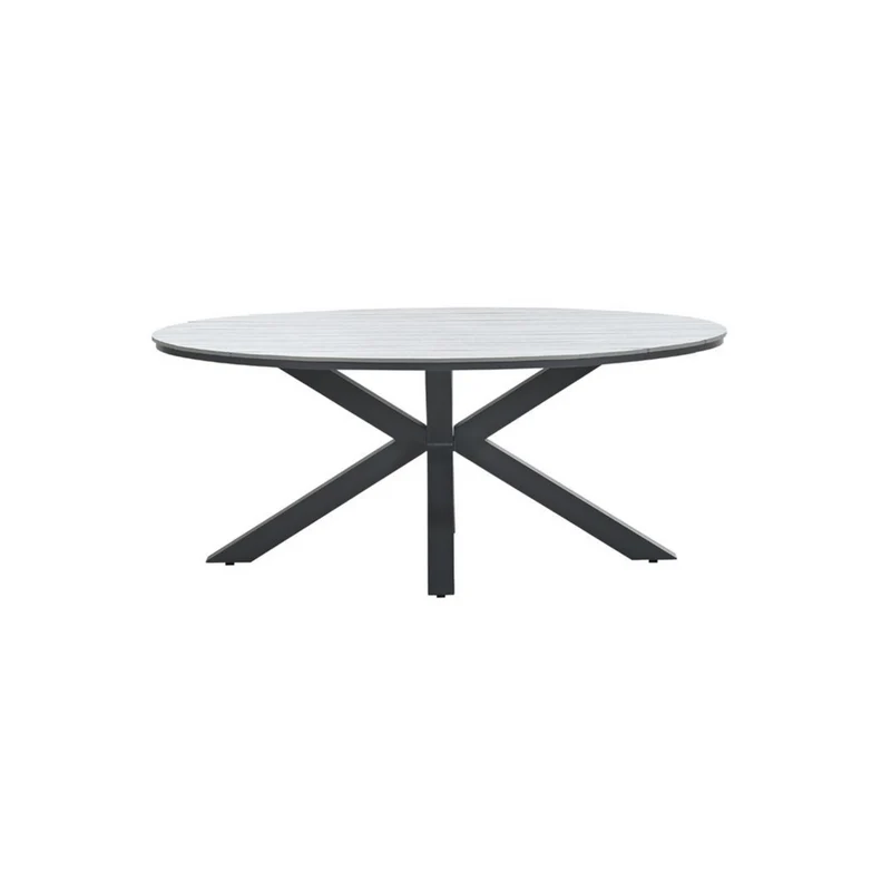 Edison tuintafel - ovaal - 180x115 cm - carbon black - grey teak Vironwood