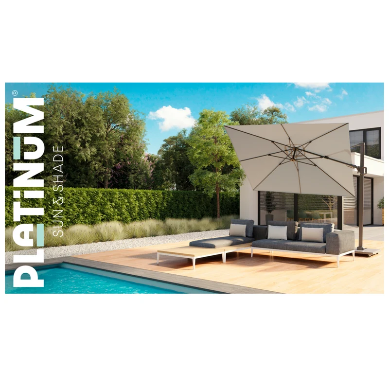 Platinum Sun & Shade zweefparasol Challenger T² premium 350x260 Champagne.
