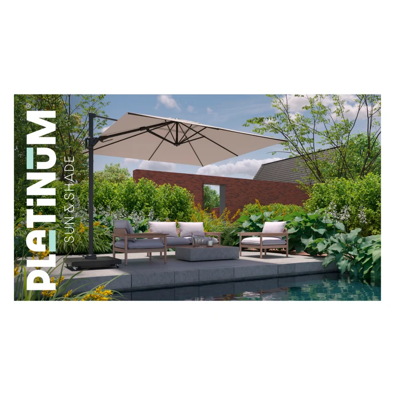 Platinum Sun & Shade zweefparasol Challenger T² premium 350x260 Champagne.