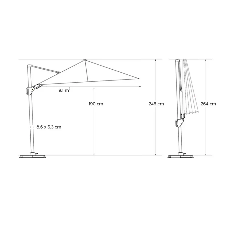 Platinum Sun & Shade zweefparasol Challenger T² premium 260x350 Manhattan.