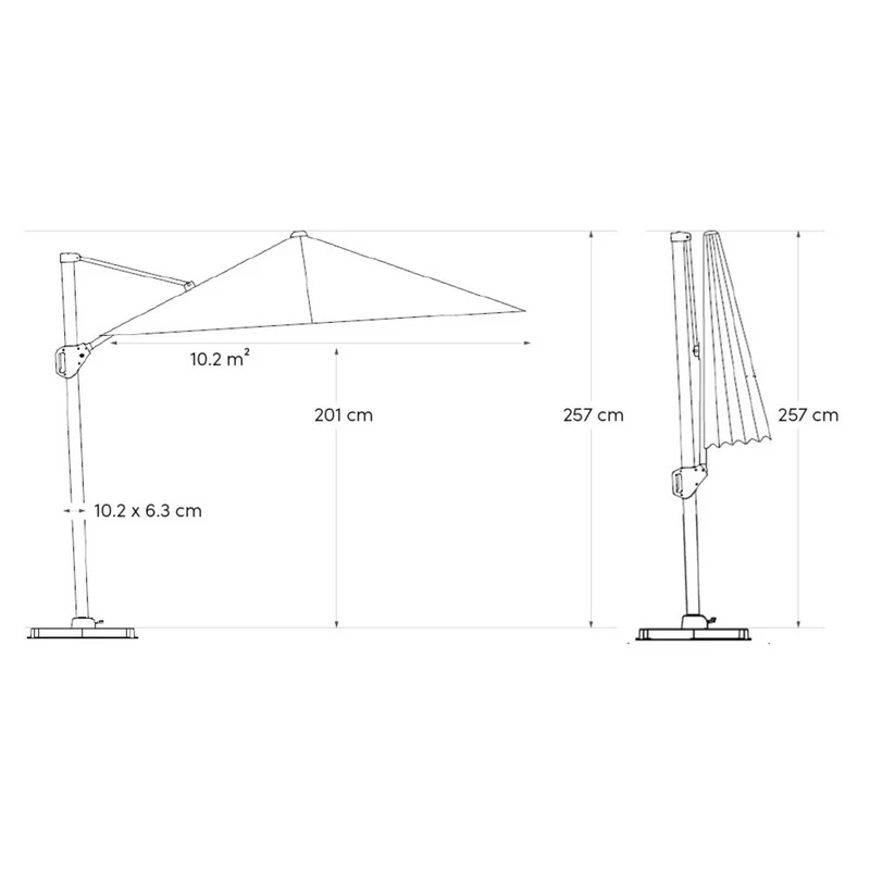 Platinum Sun & Shade zweefparasol Beaufort premium 320x320 Manhattan.