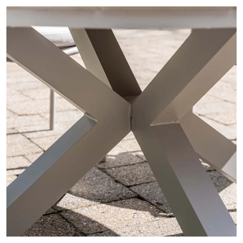 Edison tuintafel rond - 148 cm - taupe - light teak Vironwood