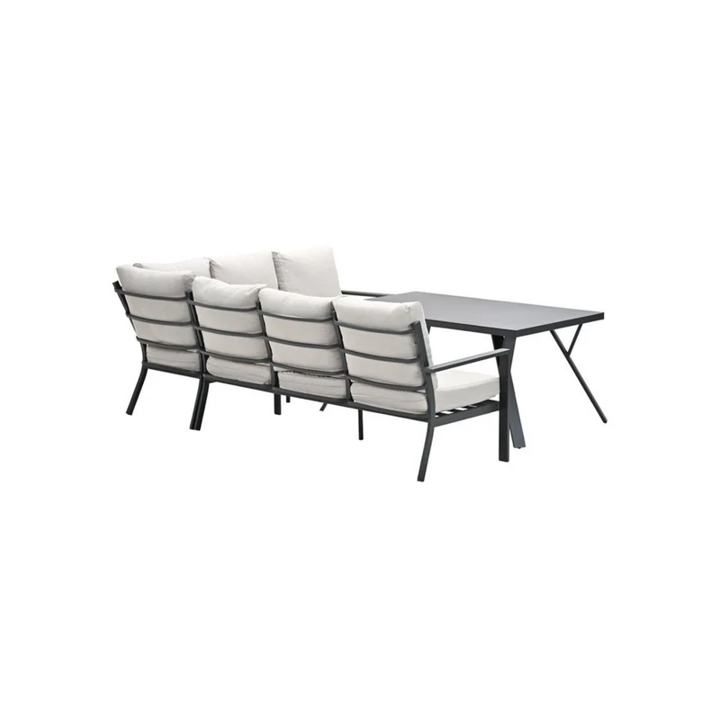 Sergio lounge diningset - 3-delig - rechts - carbon black - desert sand