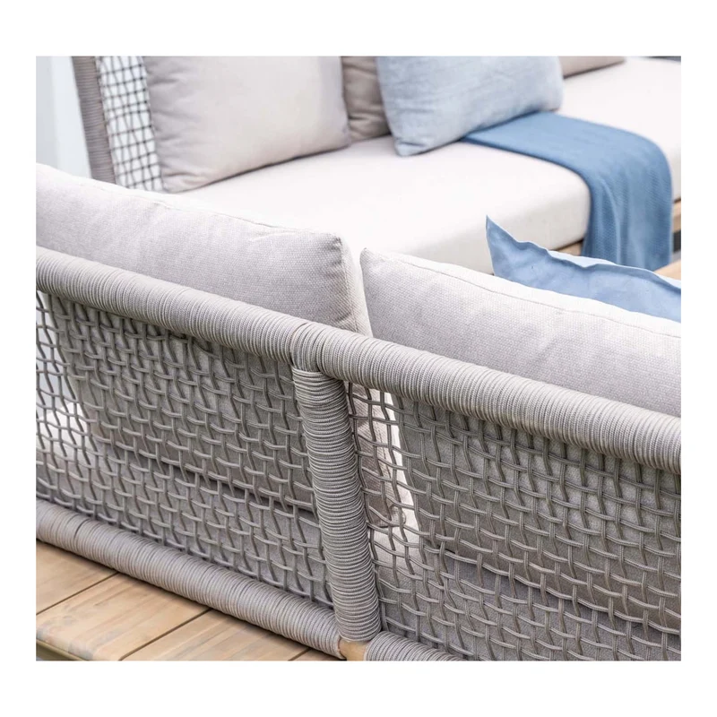 Lunar tweezitsbank tuinbank - acaciahout met white wash - rope taupe - grey sand