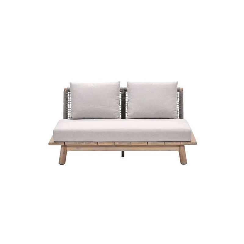 Lunar tweezitsbank tuinbank - acaciahout met white wash - rope taupe - grey sand